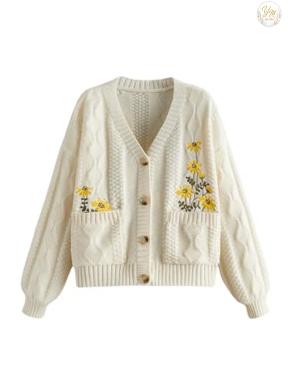 Women's Chunky Boho Button Up Cottagecore Oversized Cardigan